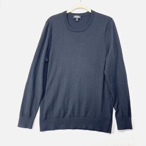 Express Sweater Men M Black Merino Wool Blend Crewneck Lightweight Basic Classic